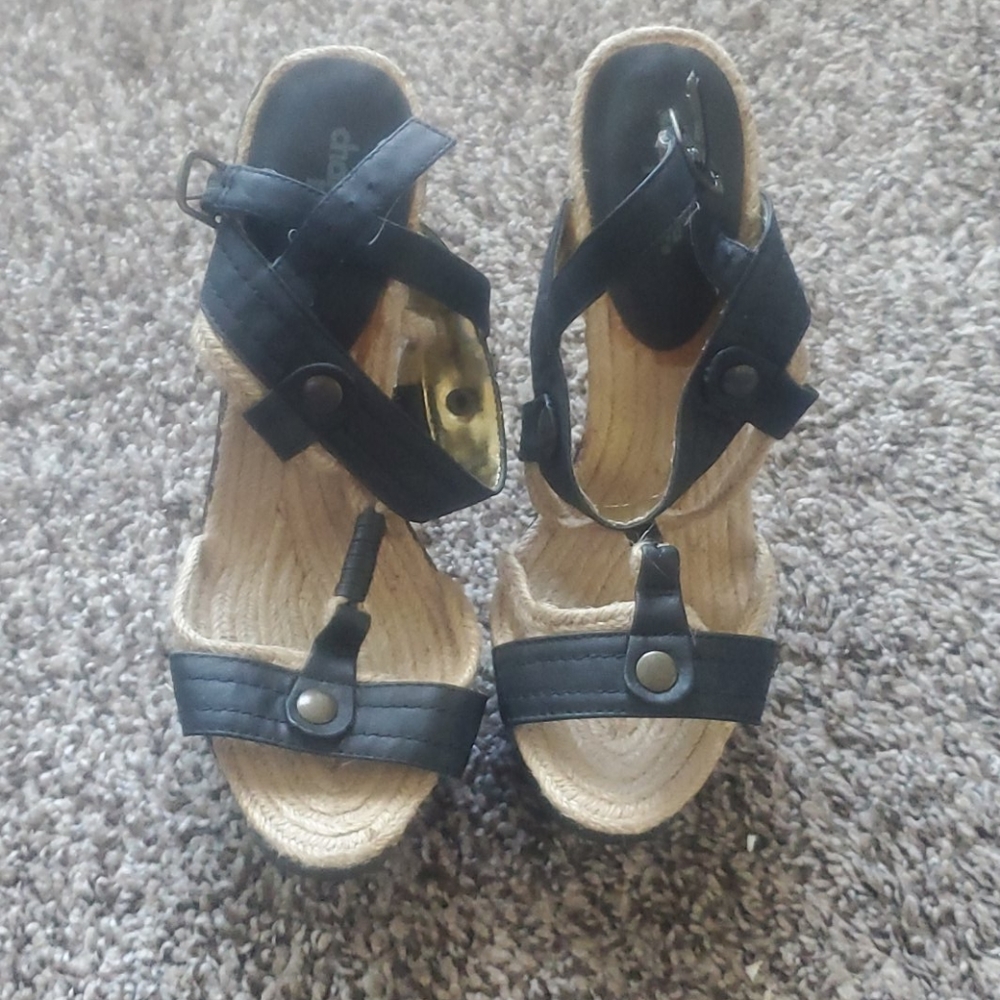 Dark brown and rope heels